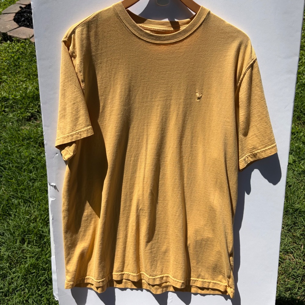 American Eagle Super Soft Standard Fit Mustard Yellow Cotton T-Shirt Mens Large
